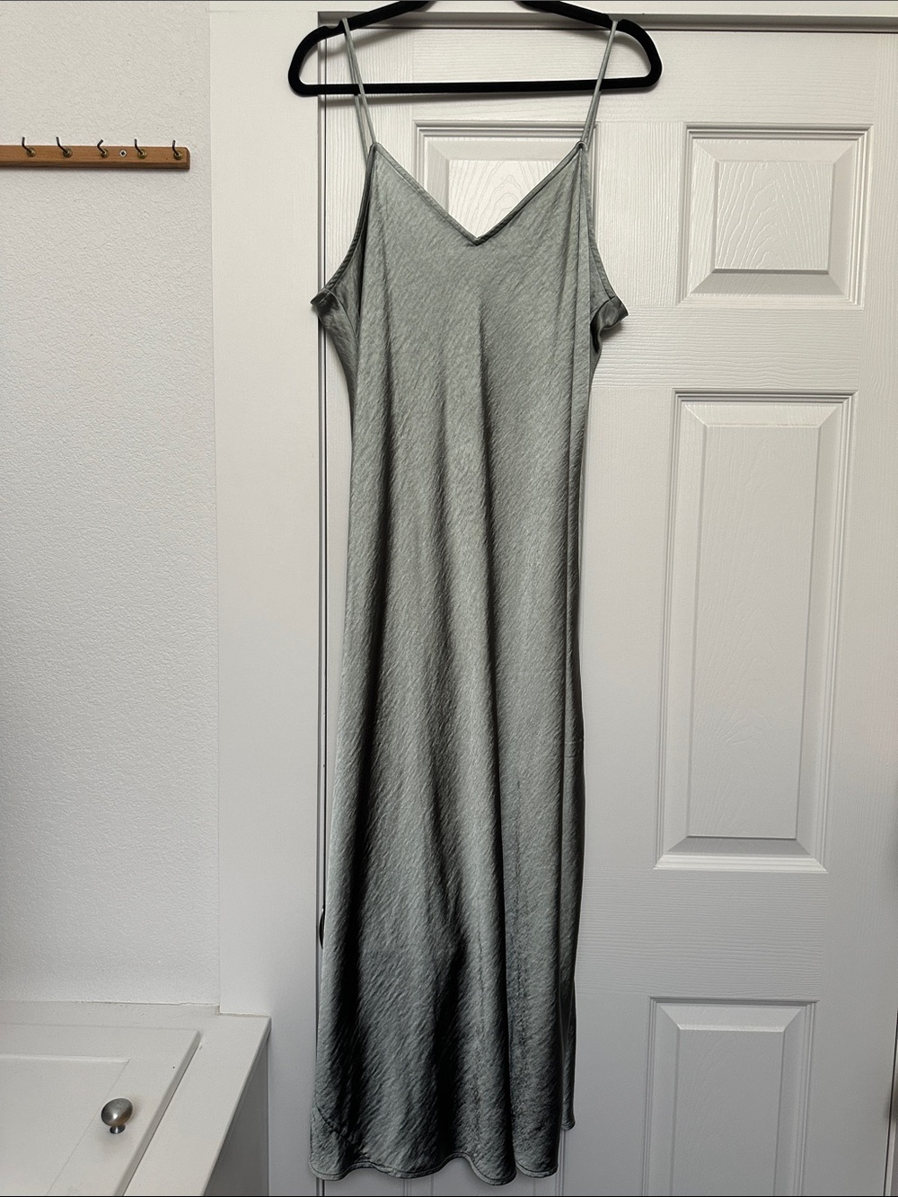 GAP Silver Gray Satin Slip Maxi Dress